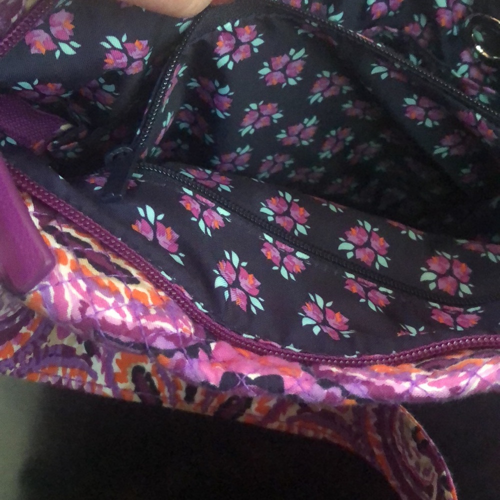 VERA BRADLEY Crossbody Hipster Purple/ Orange Paisley Bag/ Purse - Picture 9 of 13